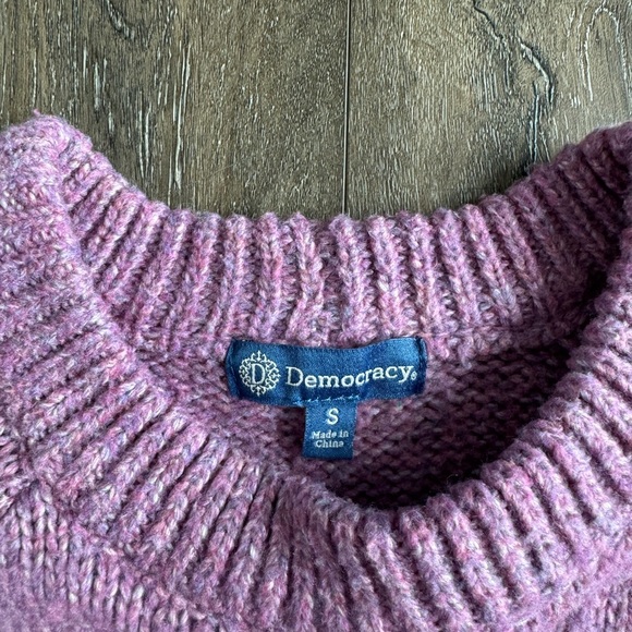 Democracy Sweater.  Women’s size small.  Purple with brown accents. - Picture 5 of 7